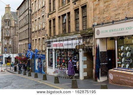 Shops At The Royal Mile In Edinburgh, Scotland