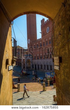 Torre Del Mangia In Siena, Italy