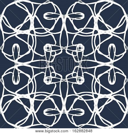 monochrome vintage seamless pattern on a black background
