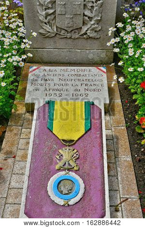 Neufchatel en Bray France - june 23 2016 : the war memorial