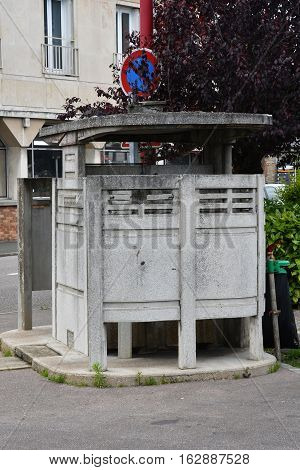 Neufchatel en Bray France - june 23 2016 : a public toilet