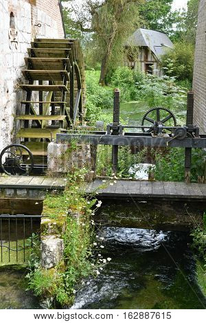 Saint Wandrille Rancon France - june 22 2016 : water mill