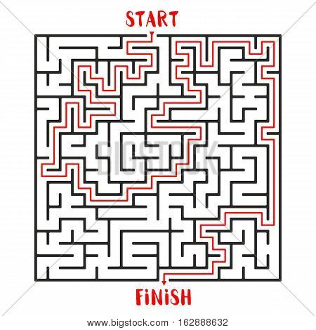 Maze Game with solution. Labyrinth Game with Entry and Exit. Find the Way Out Concept. Transportation. Logistics Abstract Background Concept. Business Path Concept. Vector Illustration.
