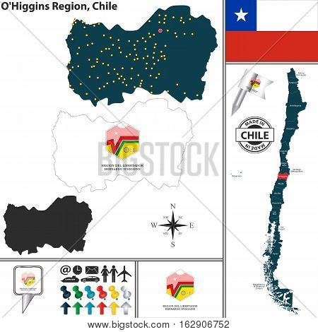 Map Of Ohiggins, Chile