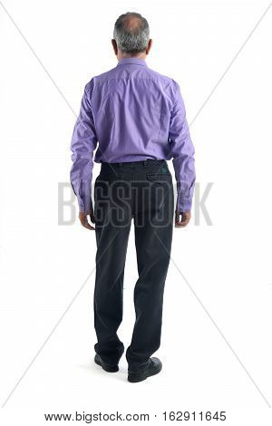 Portrait of a mature man full body with white background