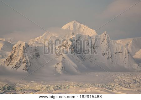Mount Shackleton on the west coast of the Antarctic Peninsula winter's day