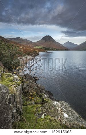 Beautiful Sunset Landscape Image Of Wast Water And Mountains In Lkae District In Autumn In England