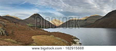 Beautiful Sunset Landscape Image Of Wast Water And Mountains In Lkae District In Autumn In England