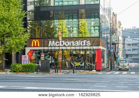 TOKYO JAPAN - 21 NOV 2016 : McDonald's restaurant near the road at Akihabara area in Tokyo, McDonald's is the 2nd most successful franchise in the world with 33,000 locations.