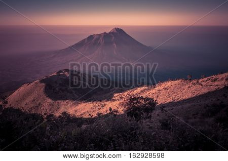 Stratovolcano Mt. Merbabu During Sunrise