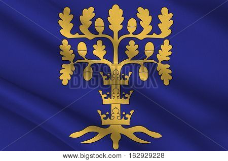 Flag of Blekinge is one of the traditional provinces of Sweden. 3d illustration