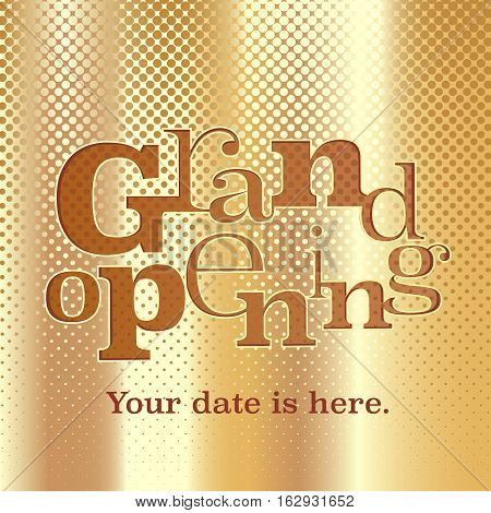 Grand opening vector banner poster illustration flyer invitation. Nonstandard graphic design element with lettering for opening ceremony