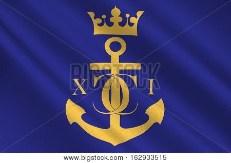 Flag of Karlskrona is a capital city of Blekinge County Sweden. 3d illustration