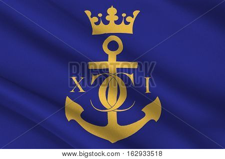 Flag of Karlskrona is a capital city of Blekinge County Sweden. 3d illustration