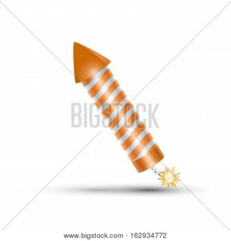 orange fireworks rocket. orange petard confetti or firecracker