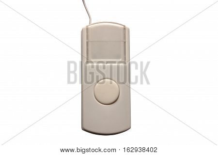 White doorbell button isolated on white background