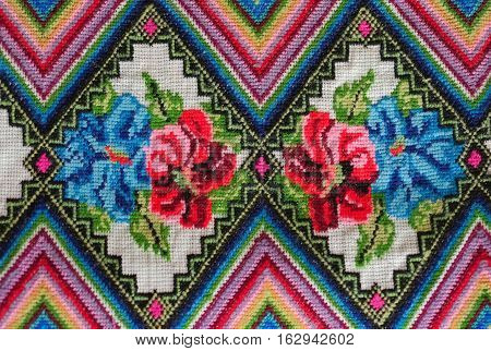 hand embroidery rushnik cross texture old, textile