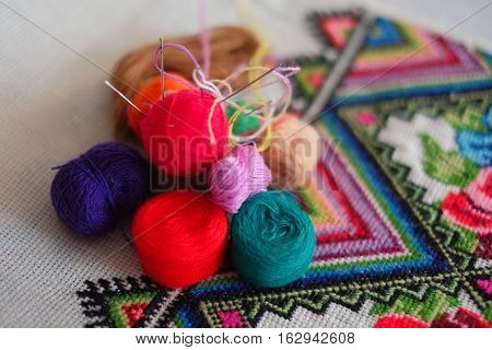Colored Thread For Cross-stitching With A Needle