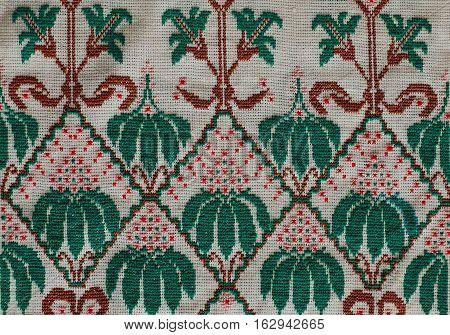hand embroidery rushnik cross texture old, textile