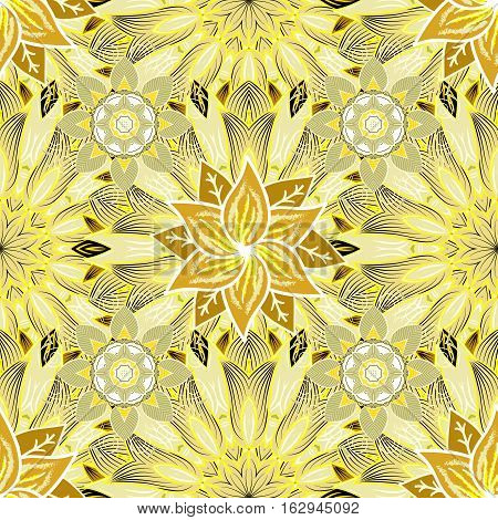 Mandalas Background. Yellow Orange. Mandla. Vector Illustration.