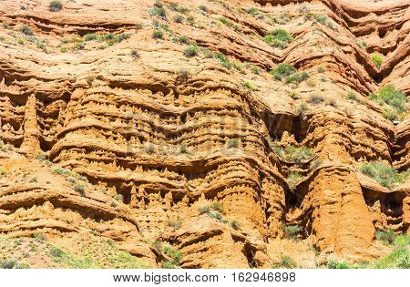 Beautiful Texture Of The Aeolian Mountains, Kyrgyzstan.
