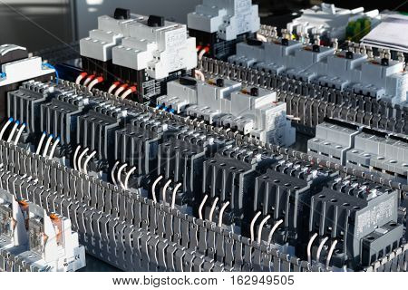 electrical components on the circuit Board in the electrical Cabinet