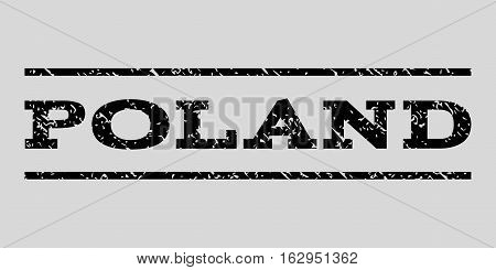 Poland watermark stamp. Text caption between horizontal parallel lines with grunge design style. Rubber seal stamp with dirty texture. Vector black color ink imprint on a light gray background.