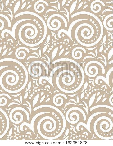 Vintage Seamless Pattern On Beige.