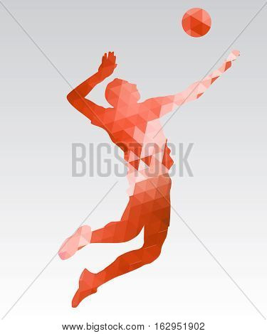 Illustration of abstract triangle volleyball player silhouette