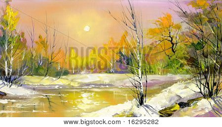 Drewna rzeką spadek na wiosnę