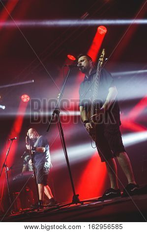 NOVI SAD, SERBIA - DECEMBER 12TH: PUNK BAND HLADNO PIVO PERFORMING ON KONCERT GODINE 2015, IN NOVI SAD, SERBIA