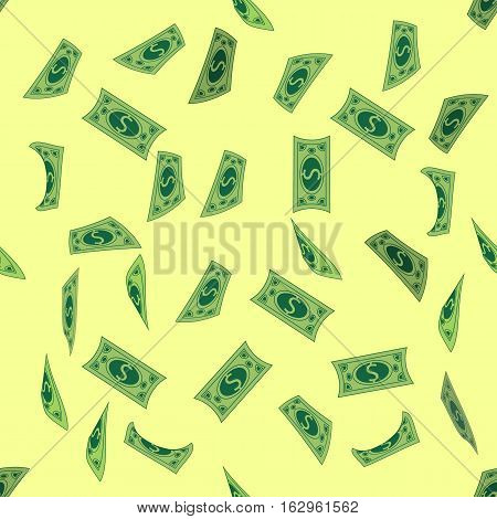 Dolar. money fly. seamless pattern. Simple fashion symbol for web site design or a button for mobile applications. Logo Illustrations