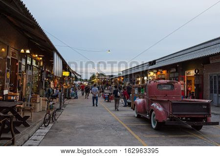 BANGKOK THAILAND - SEPTEMBER 17 2016: Night market at Srinakarin road that name is train market. This market is open every Wednesday to Sunday.