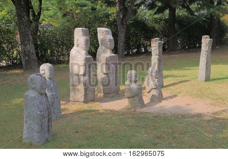 Dol hareubangs traditional Korean stone statue. Dol hareubangs are considered to be gods offering both protection and fertility.