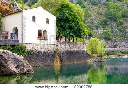 Italy Villalago the St. Domenico hermitage in the gorges of the Sagittario river