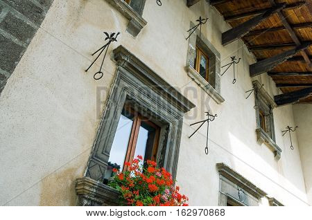 Italy Pescocostanzo the traditional ancient architectures of the country center