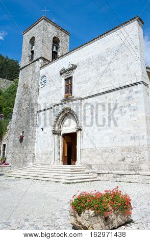 Italy Pescasserooli the ancient parish church in the country center