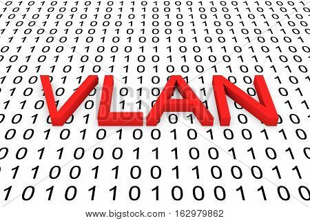 VLAN in the form of binary code, 3D illustration
