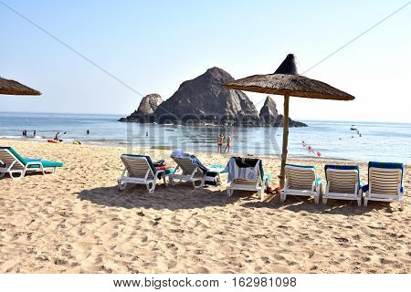 Sandy beach, Al Aqah beach, Fujairah, United Arab Emirates