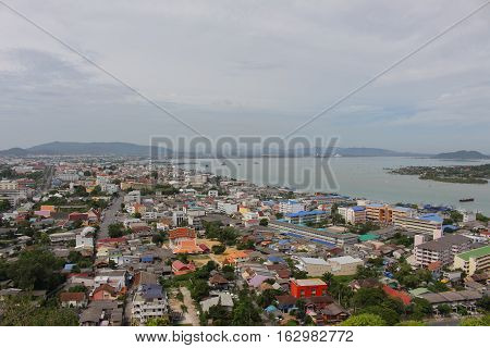 Songkhla Thailand December 24 2016 : Songkhla City Travel Top view from Tang Kuan Mountain in South Thailand.