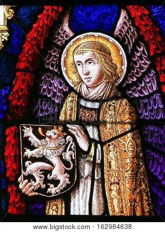 Stained Glass - Angel And The Lion Of Flanders