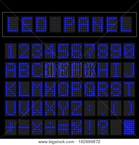 Blue digital squre led font display with sample panel