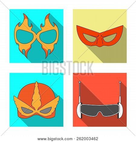 Vector Illustration Of Hero And Mask Icon. Set Of Hero And Superhero Vector Icon For Stock.