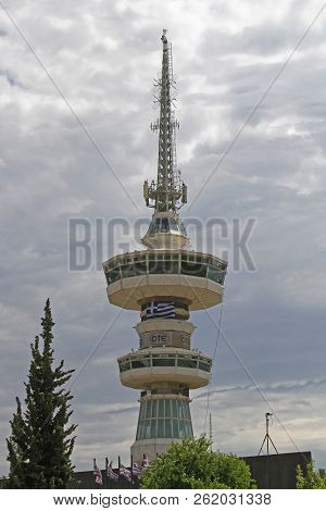 Thessaloniki, Greece - July 01, 2011: Ote Station Tv Tower Landmark In Thessaloniki, Greece.