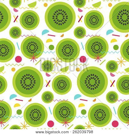 Sweet Seamless Pattern From Tasty Kiwi For Print, Fabric, Textile, Wallpaper. Vector