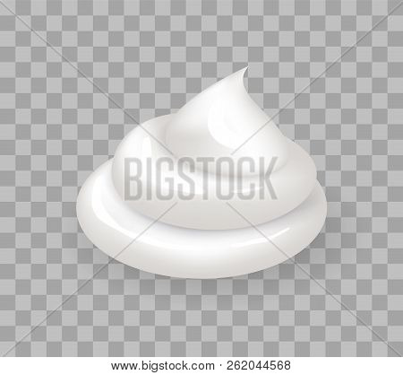 Whipped Cream Realistic Icon Vector Isolated On Transparent Background. Creamy Mousse Milky Natural 