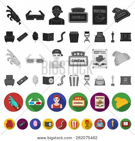 Films And Cinema Flat Icons In Set Collection For Design.movies And Attributes Vector Symbol Stock W