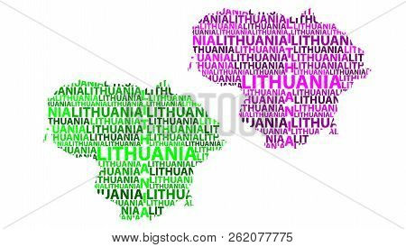 Sketch Lithuania Letter Text Map, Republic Of Lithuania - In The Shape Of The Continent, Map Lithuan