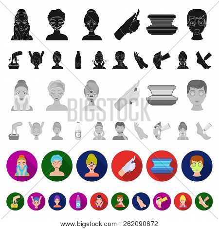 Skin Care Flat Icons In Set Collection For Design. Face And Body Vector Symbol Stock Web Illustratio