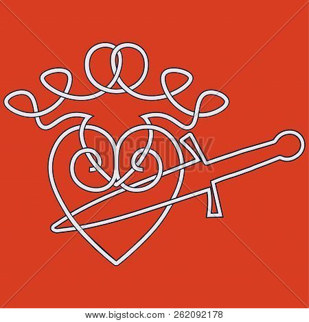 Ezili Dantor Voodoo Veve Vector Illustration. Modern Interpretation Of Voodou Erzulie Danto Symbol.